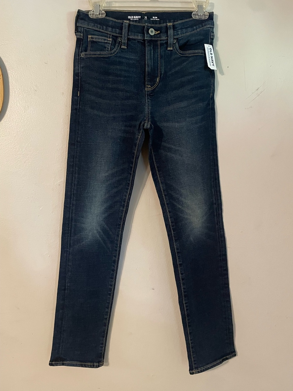New Old Navy 360 girls Dark Indigo Skinny Jeans slim built in denim pants 14